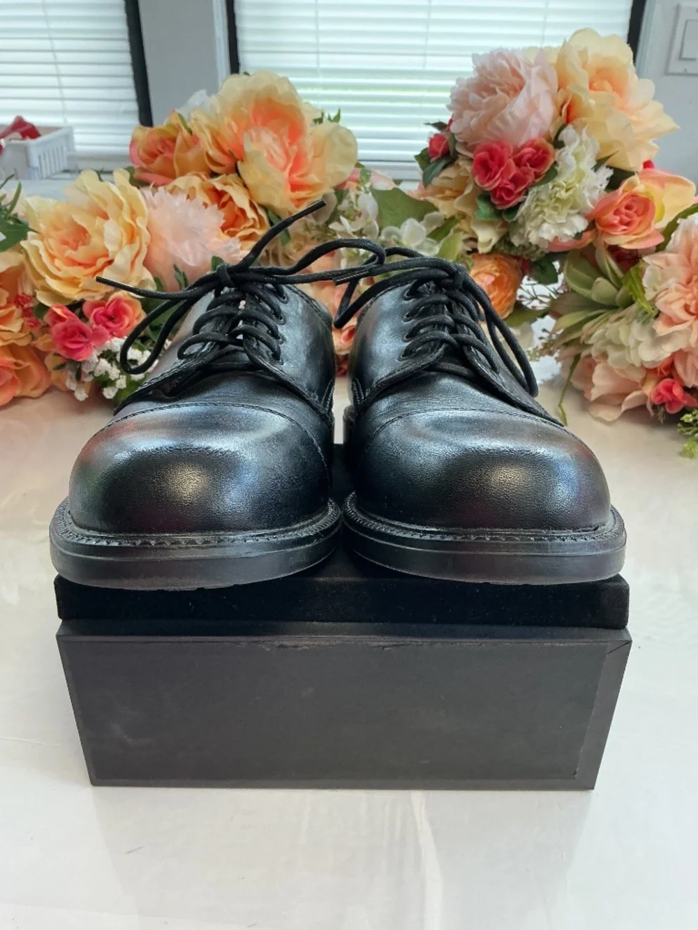 Dockers Men’s Black Leather Cap Toe Lace Up Dress Shoes Office Work Size 9M